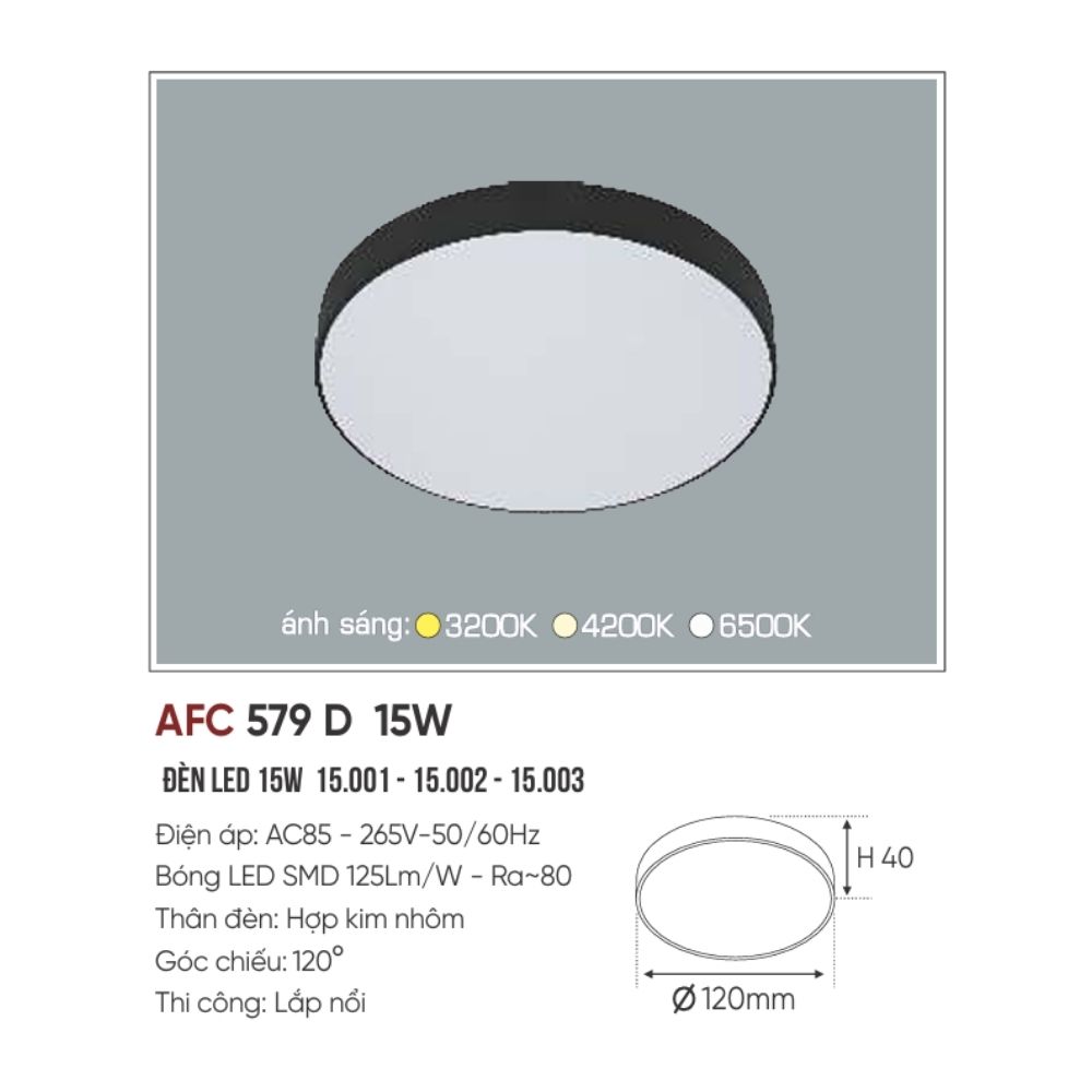 Đèn LED ốp trần nổi Anfaco 579 D LED 15W