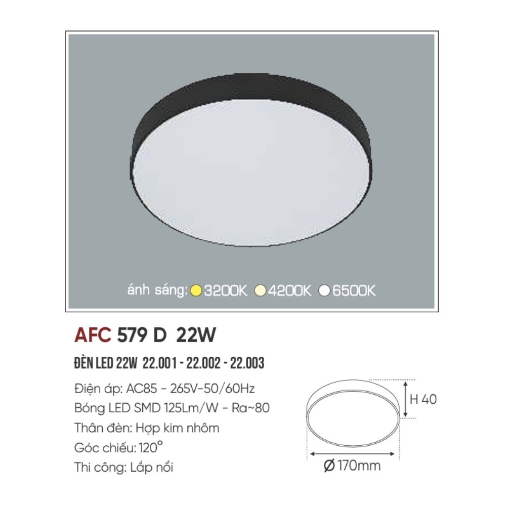 Đèn LED ốp trần nổi Anfaco 579 D LED 22W