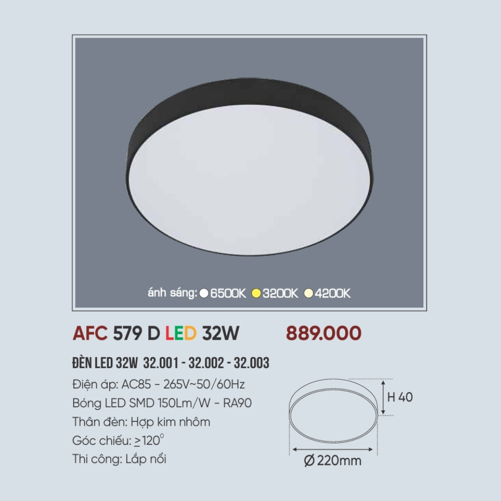 Đèn LED ốp trần nổi Anfaco 579 D LED 32W