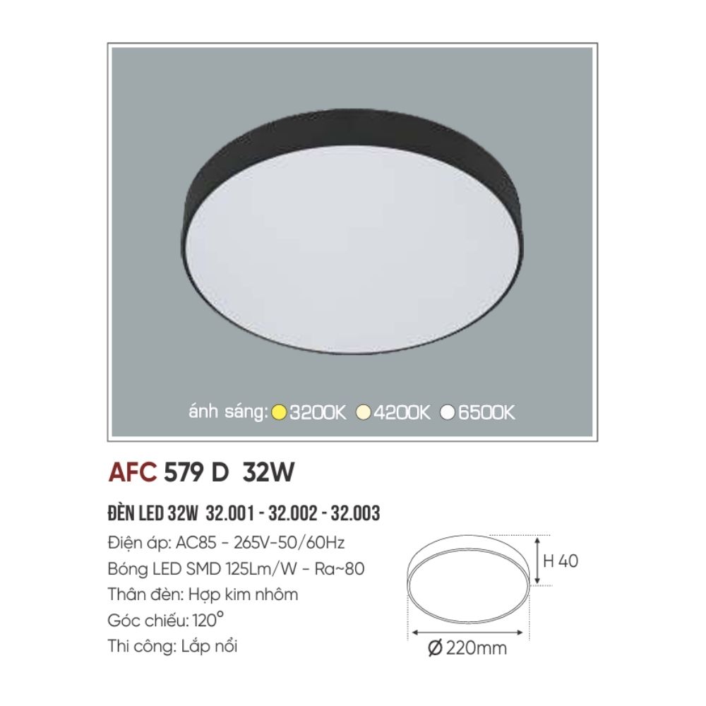 Đèn LED ốp trần nổi Anfaco 579 D LED 32W