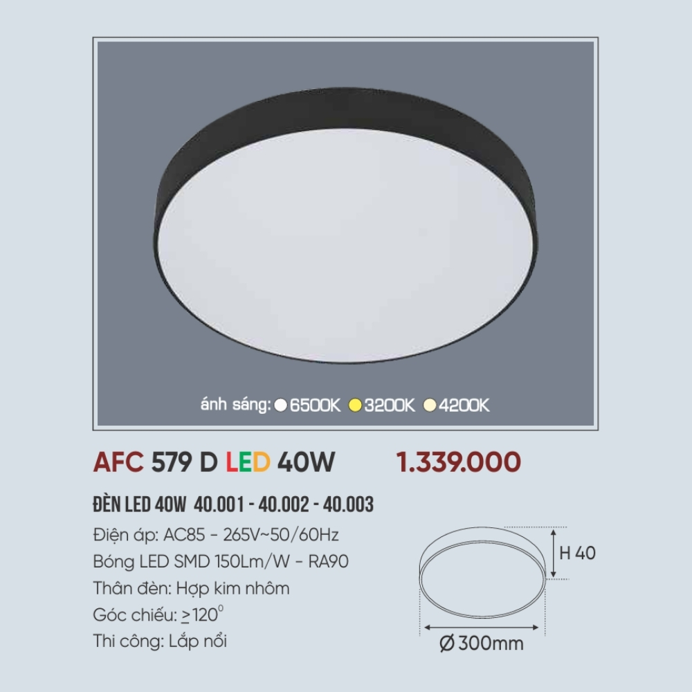Đèn LED ốp trần nổi Anfaco 579 D LED 40W