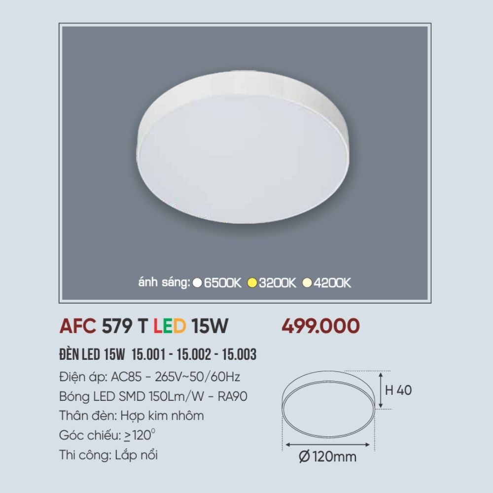 Đèn LED ốp trần nổi Anfaco 579 T LED 15W