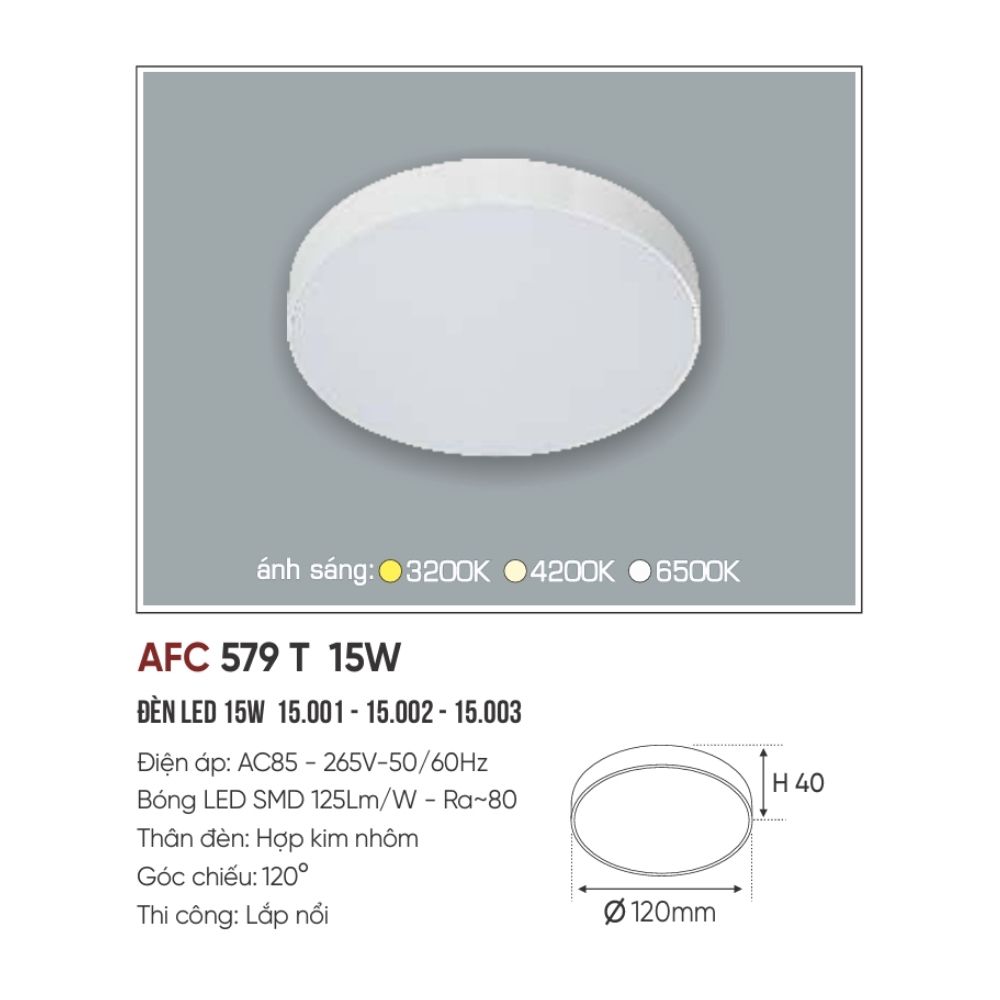 Đèn LED ốp trần nổi Anfaco 579 T LED 15W