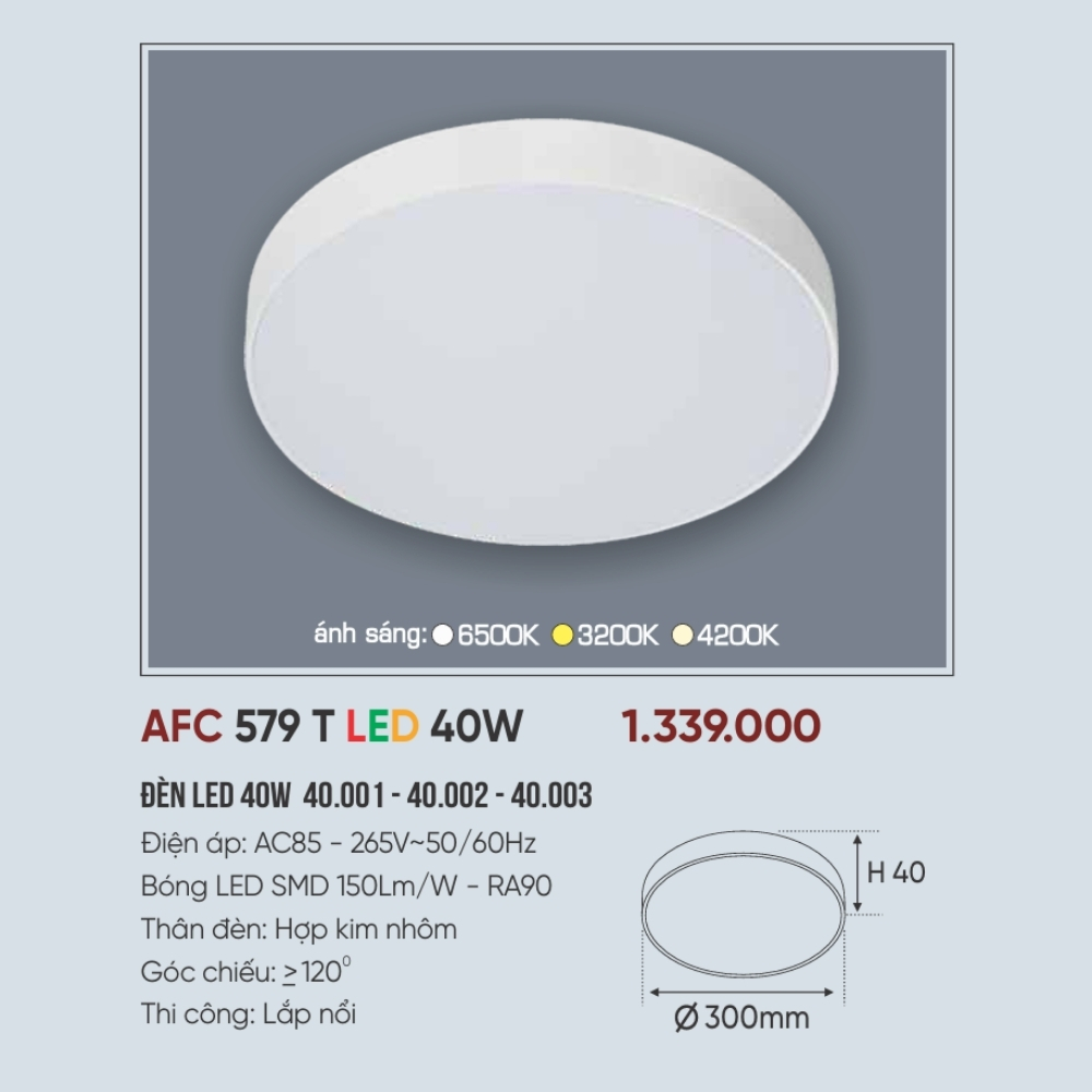 Đèn LED ốp trần nổi Anfaco 579 T LED 40W