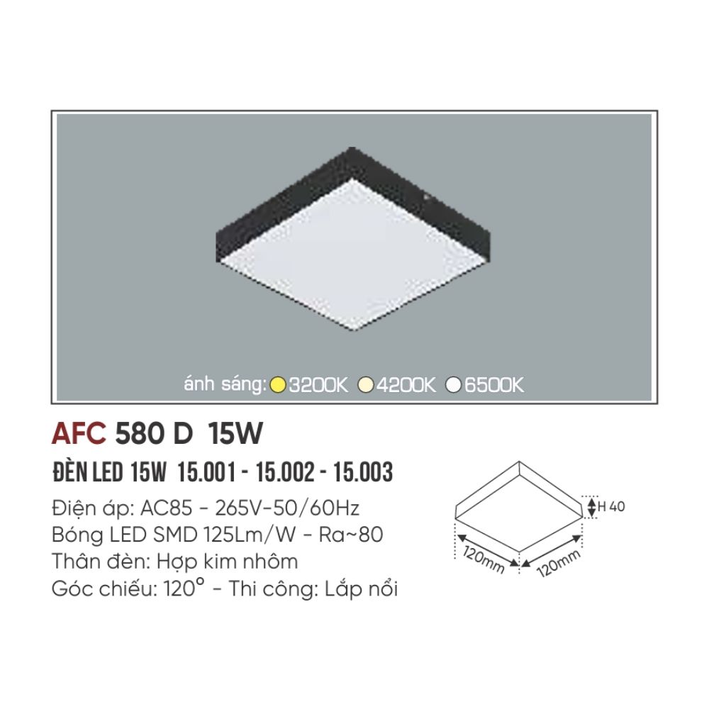 Đèn LED ốp trần nổi Anfaco 580 D LED 15W