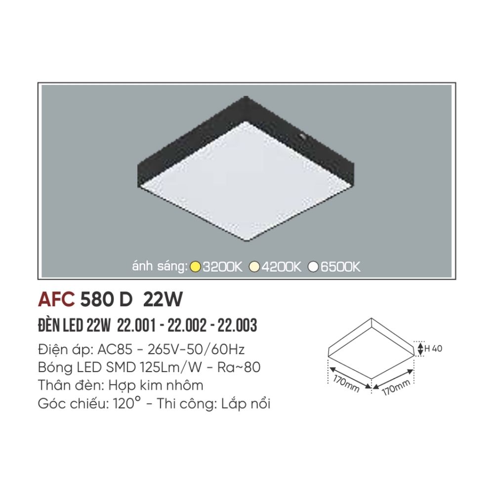 Đèn LED ốp trần nổi Anfaco 580 D LED 22W