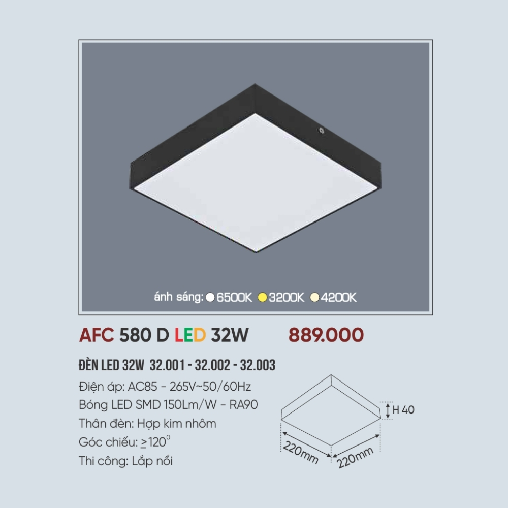 Đèn LED ốp trần nổi Anfaco 580 D LED 32W