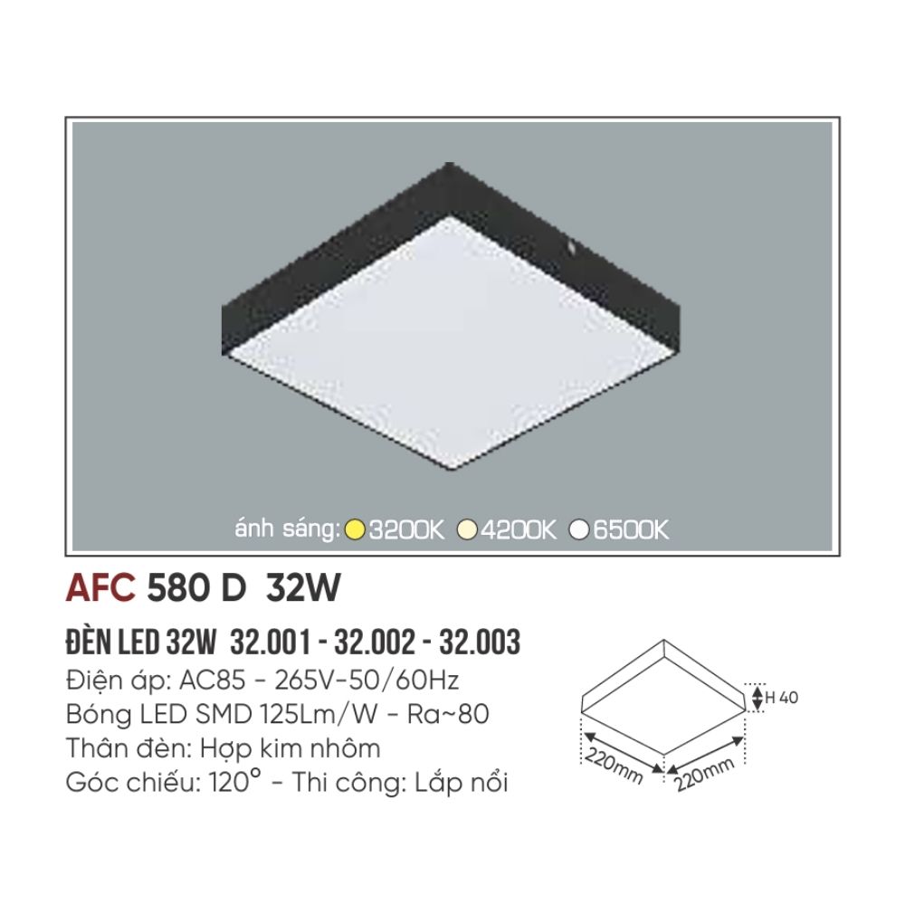 Đèn LED ốp trần nổi Anfaco 580 D LED 32W