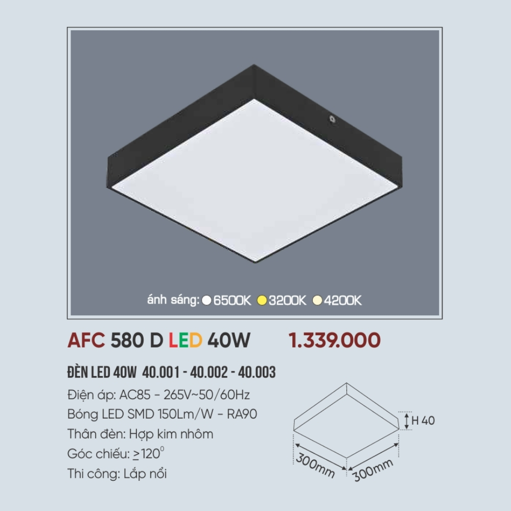 Đèn LED ốp trần nổi Anfaco 580 D LED 40W