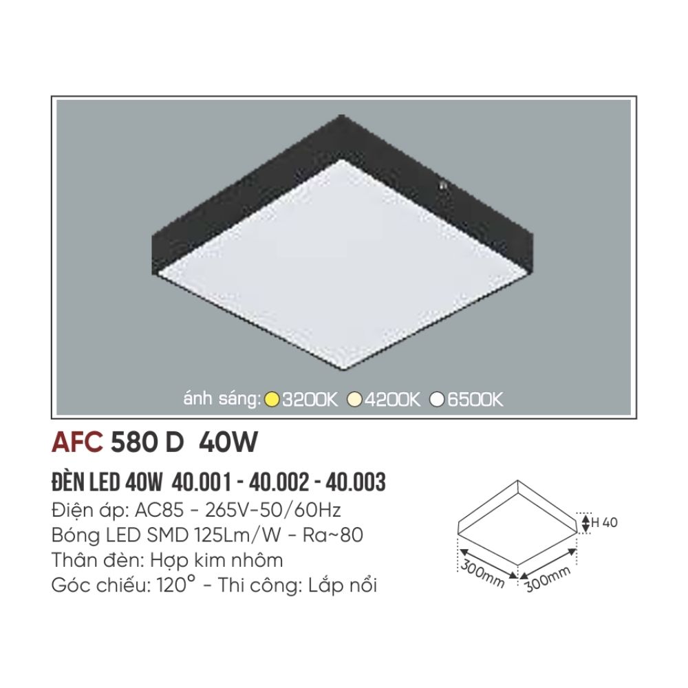 Đèn LED ốp trần nổi Anfaco 580 D LED 40W