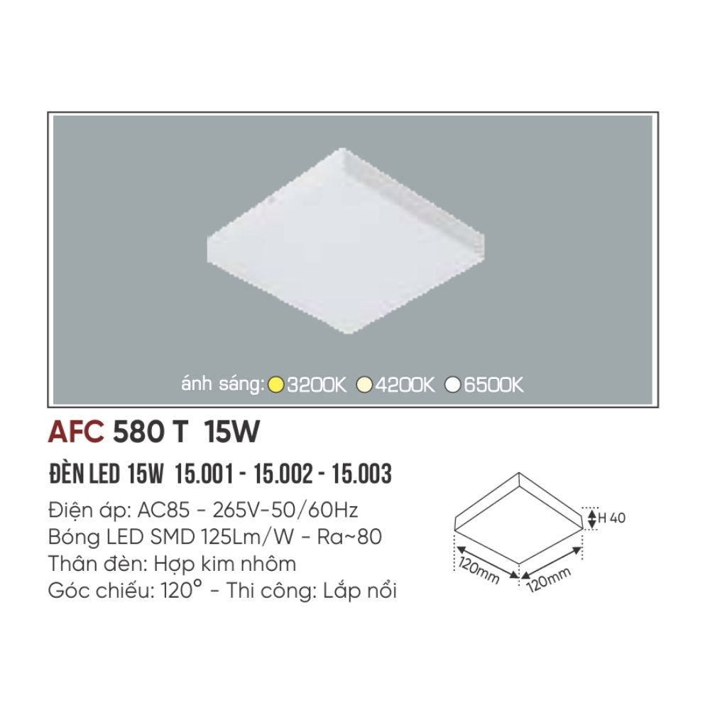 Đèn LED ốp trần nổi Anfaco 580 T LED 15W