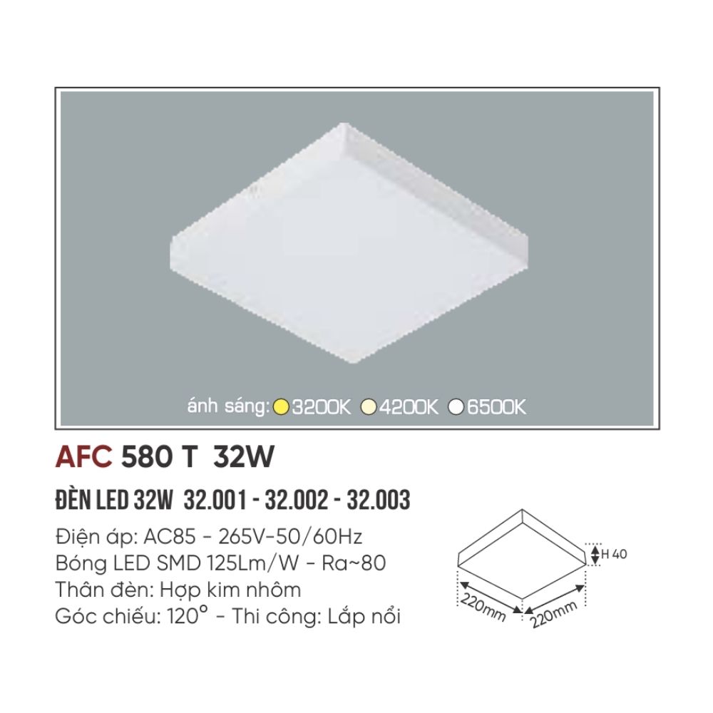 Đèn LED ốp trần nổi Anfaco 580 T LED 32W