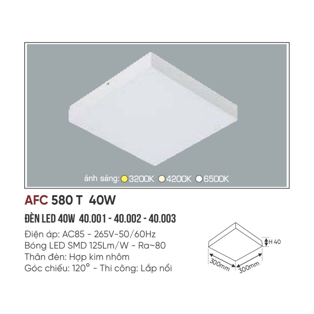 Đèn LED ốp trần nổi Anfaco 580 T LED 40W