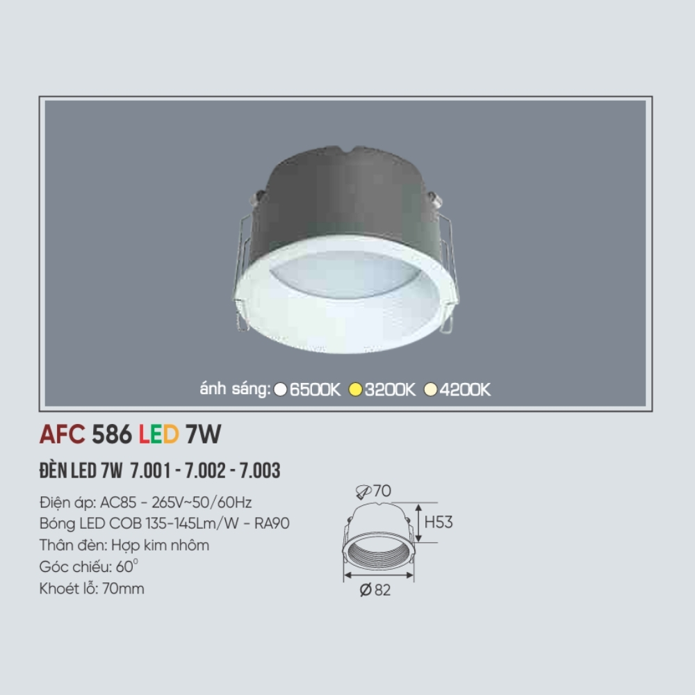 Đèn LED downlight âm trần Anfaco 586 LED 7W