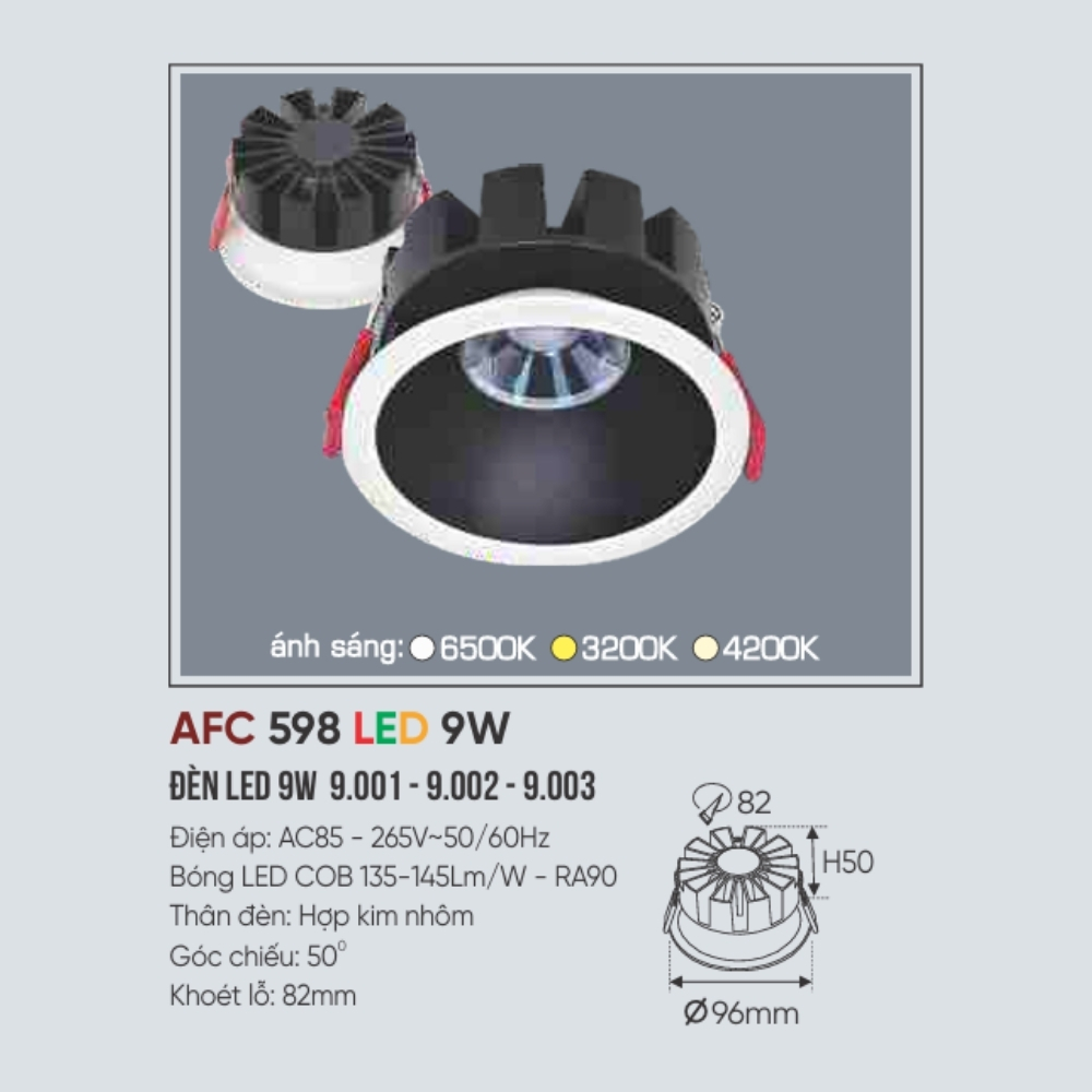 Đèn LED downlight âm trần Anfaco 598 LED 9W