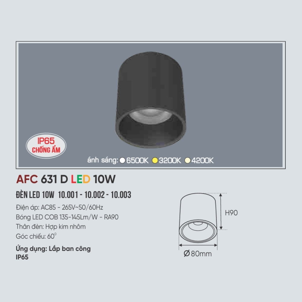 Đèn LED downlight nổi Anfaco 631 D LED 10W