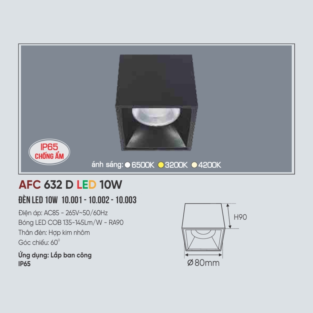 Đèn LED downlight nổi Anfaco 632 D LED 10W