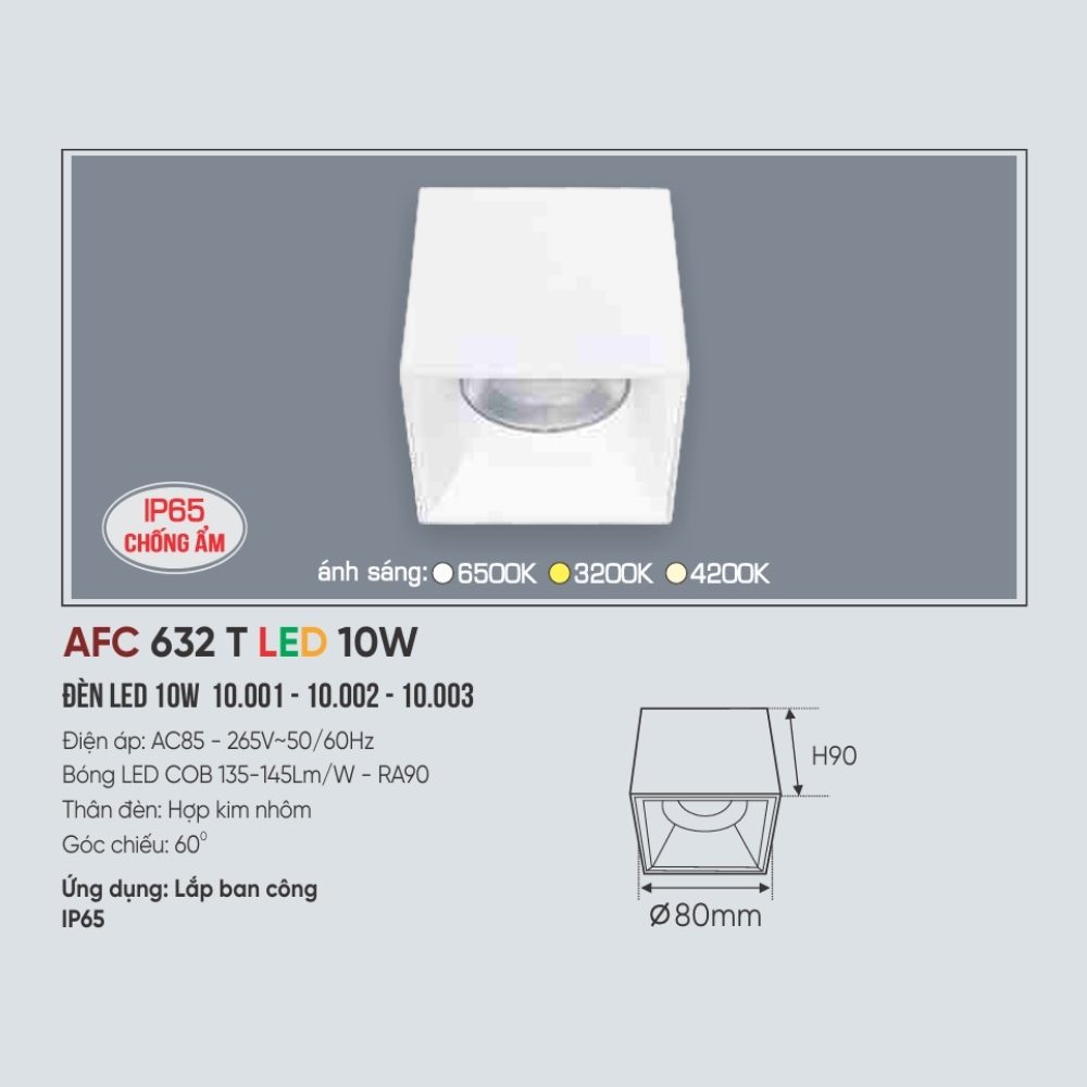 Đèn LED downlight nổi Anfaco 632 T LED 10W