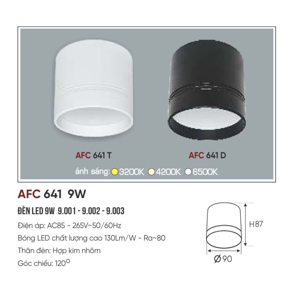 Đèn LED downlight nổi Anfaco 641 D LED 9W