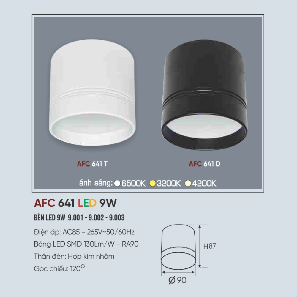 Đèn LED downlight nổi Anfaco 641 T LED 9W