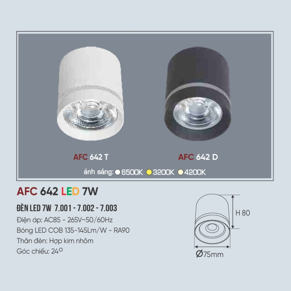 Đèn LED downlight nổi Anfaco 642 T LED 7W