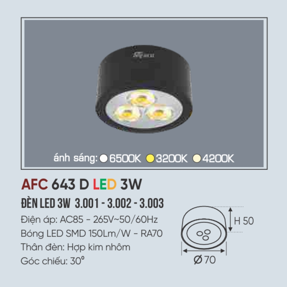 Đèn LED downlight nổi Anfaco 643 D LED 3W