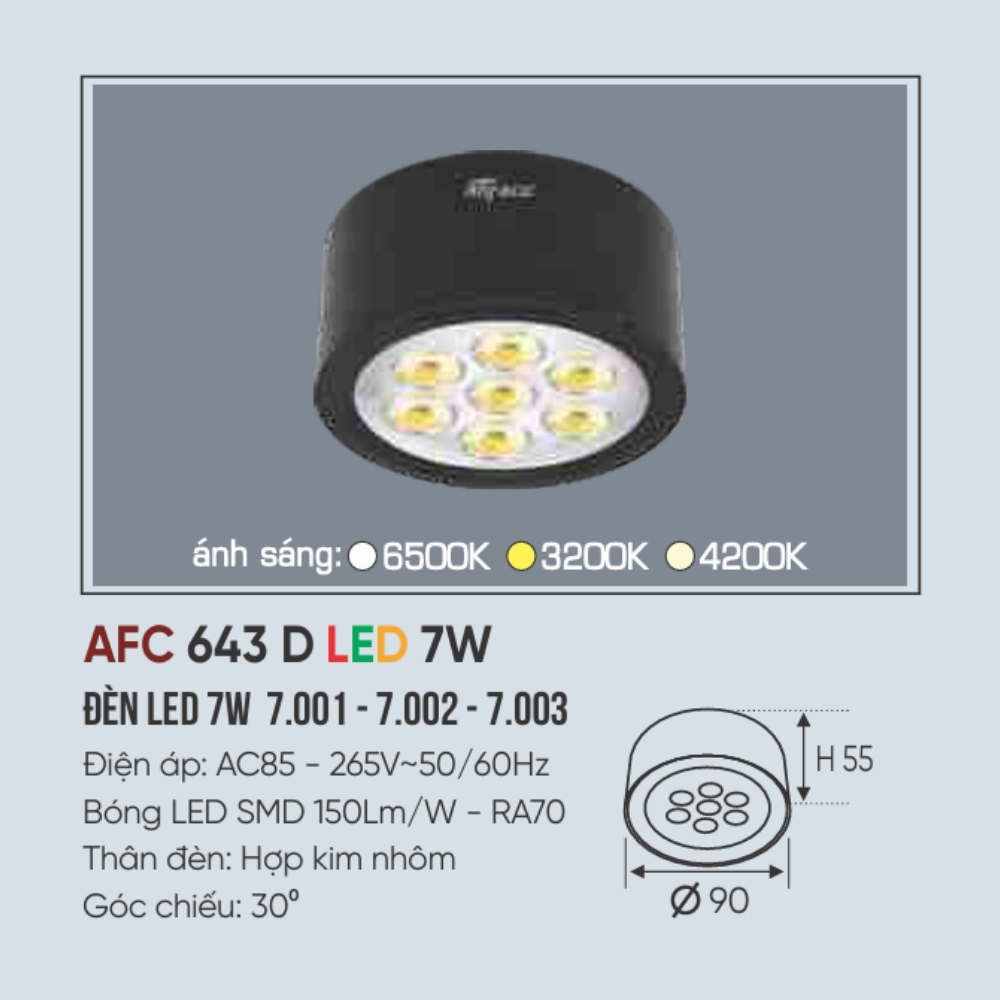 Đèn LED downlight nổi Anfaco 643 D LED 7W
