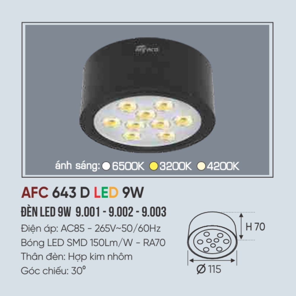 Đèn LED downlight nổi Anfaco 643 D LED 9W