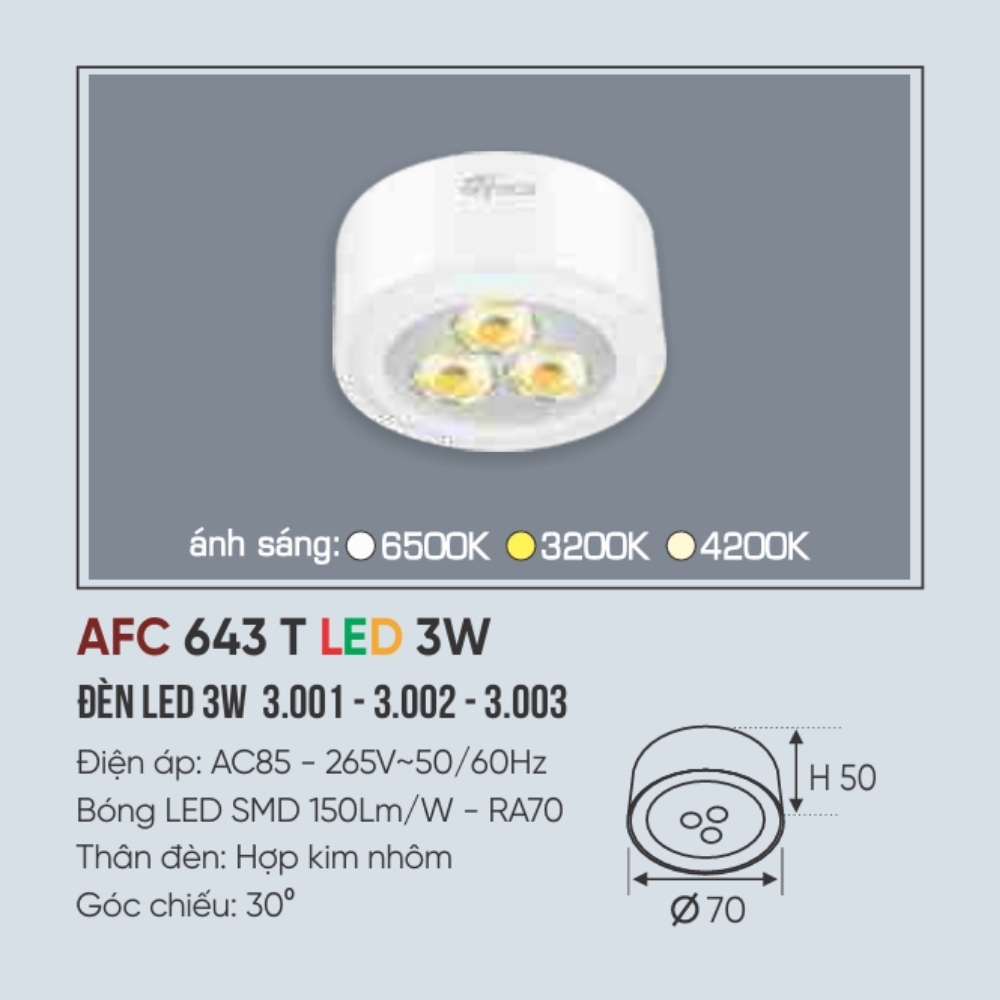 Đèn LED downlight nổi Anfaco 643 T LED 3W