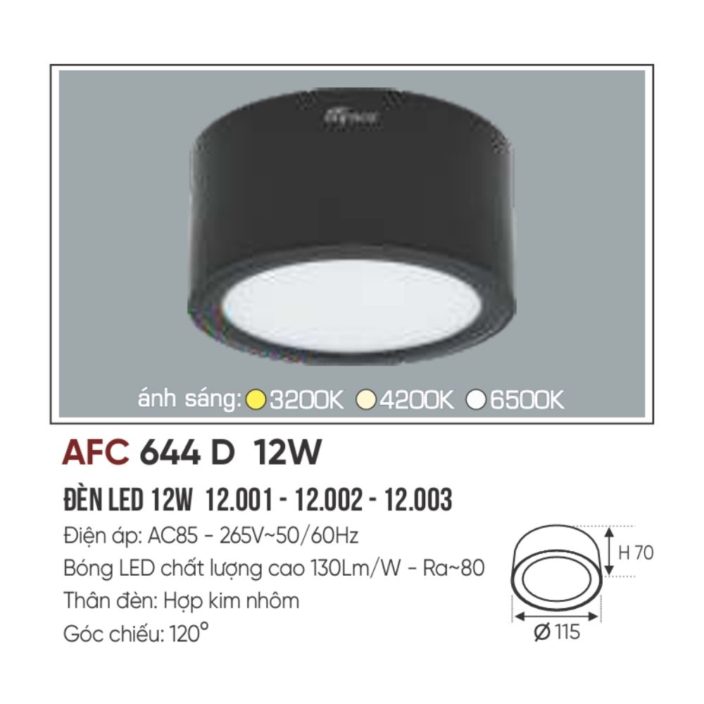 Đèn LED downlight nổi Anfaco 644 D LED 12W