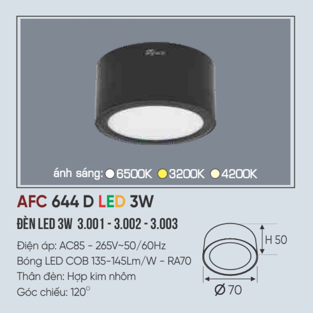 Đèn LED downlight nổi Anfaco 644 D LED 3W