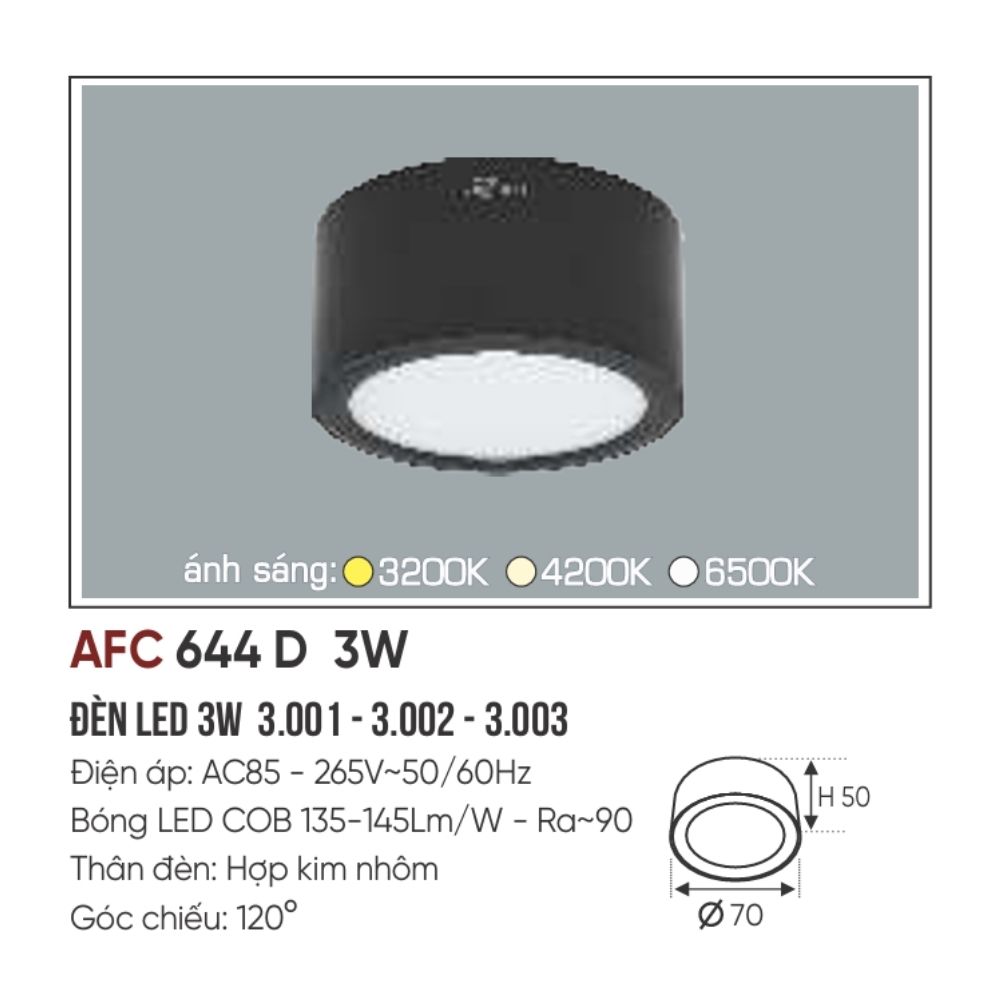 Đèn LED downlight nổi Anfaco 644 D LED 3W