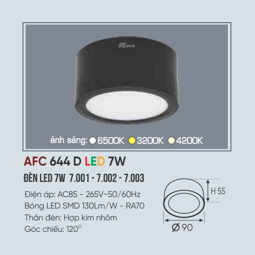 Đèn LED downlight nổi Anfaco 644 D LED 7W