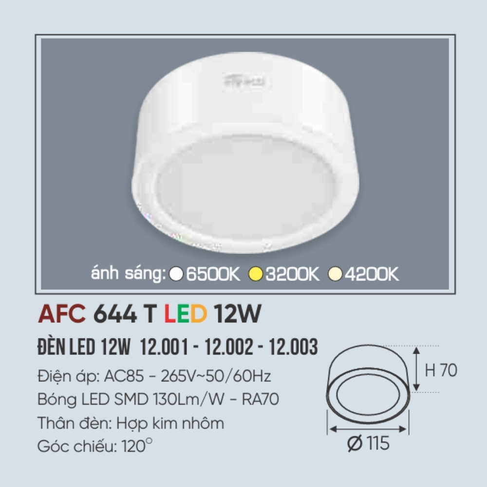 Đèn LED downlight nổi Anfaco 644 T LED 12W