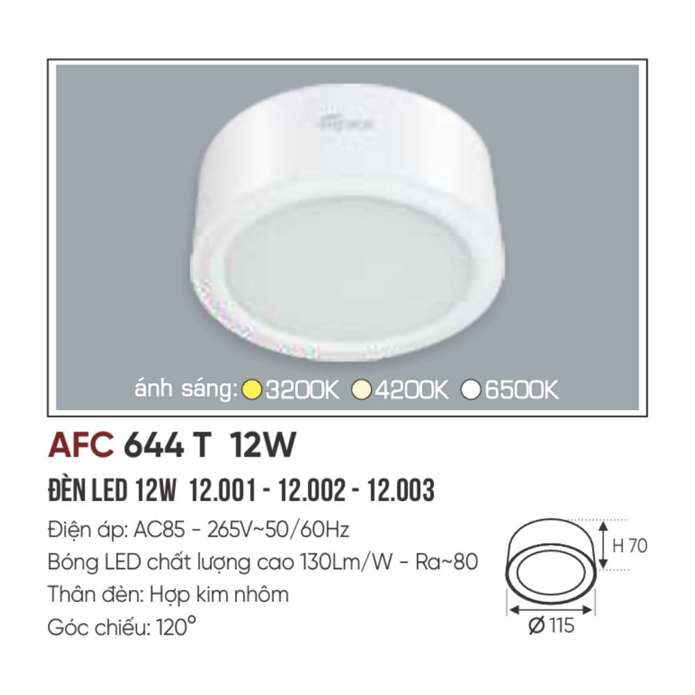 Đèn LED downlight nổi Anfaco 644 T LED 12W
