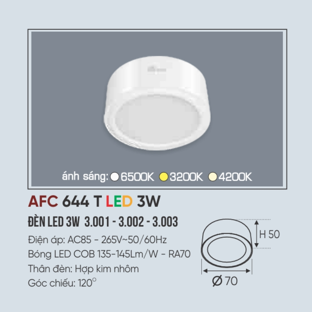 Đèn LED downlight nổi Anfaco 644 T LED 3W