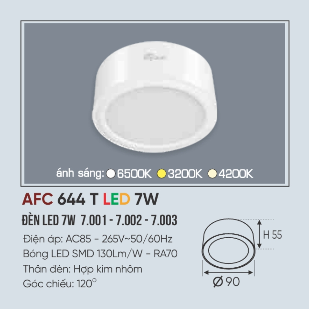 Đèn LED downlight nổi Anfaco 644 T LED 7W