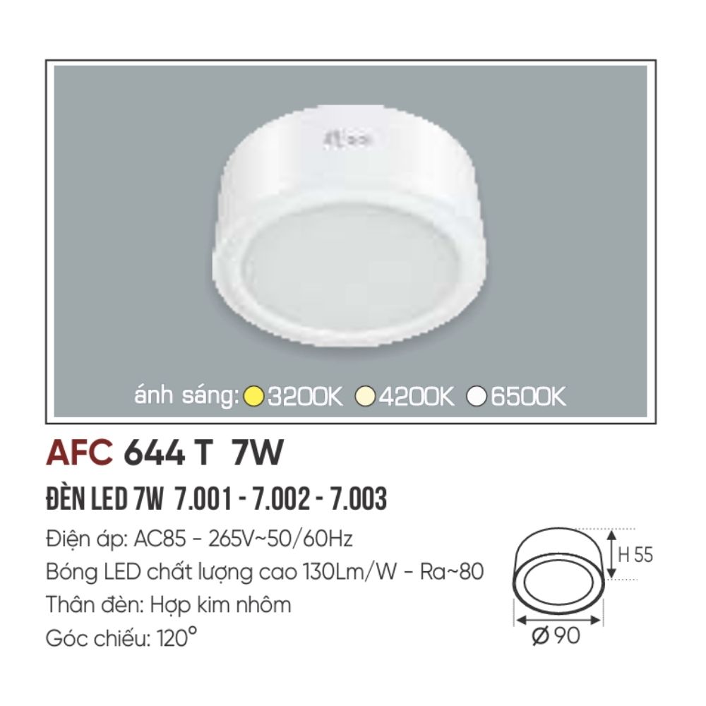 Đèn LED downlight nổi Anfaco 644 T LED 7W