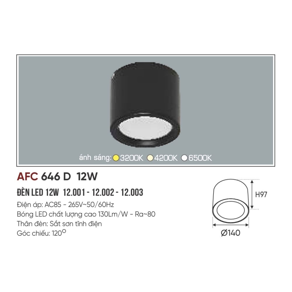 Đèn LED downlight nổi Anfaco 646 D LED 12W