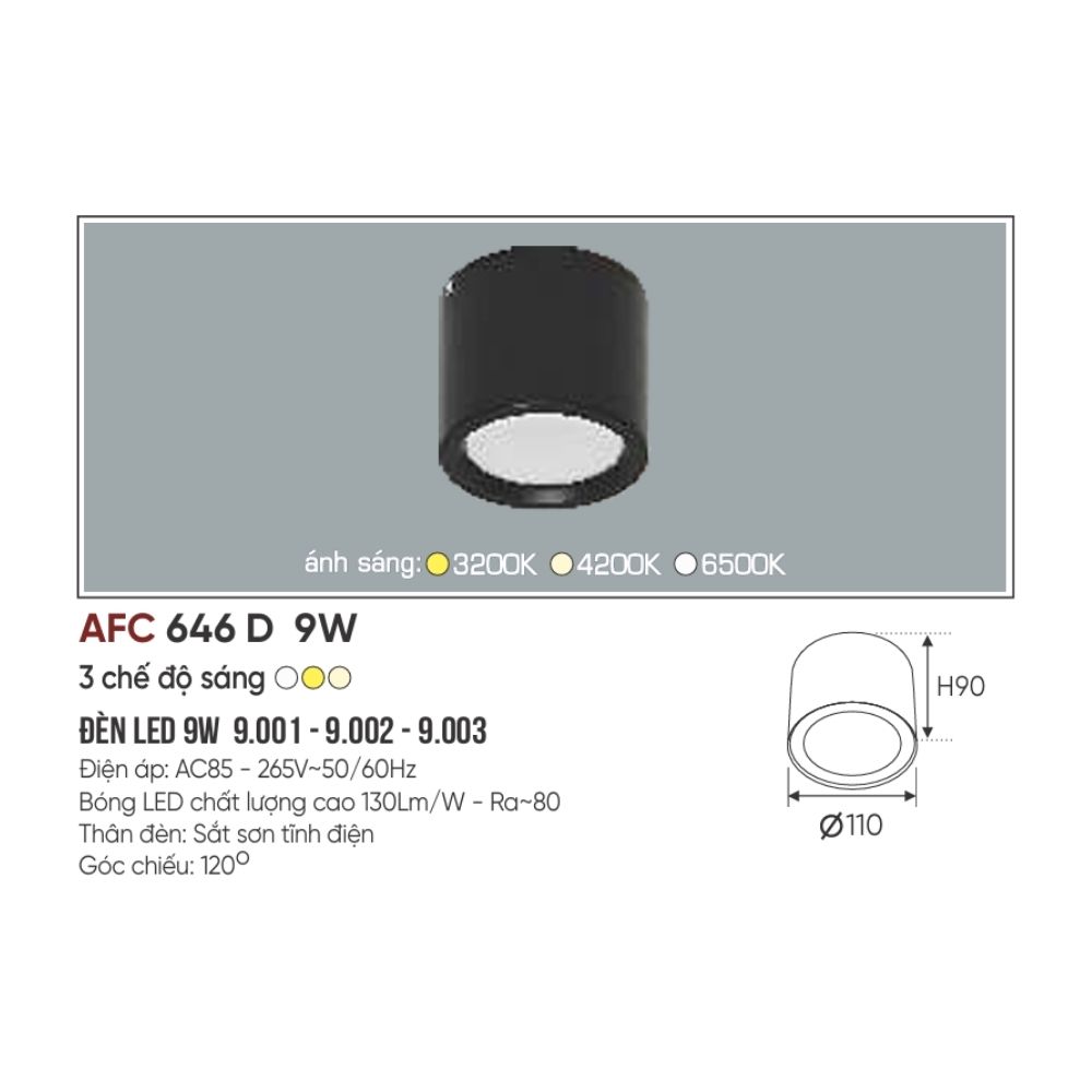 Đèn LED downlight nổi Anfaco 646 D LED 9W