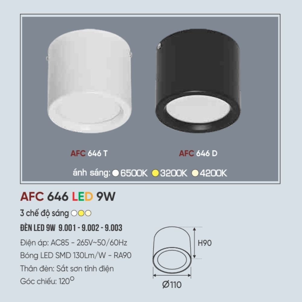 Đèn LED downlight nổi Anfaco 646 T LED 12W