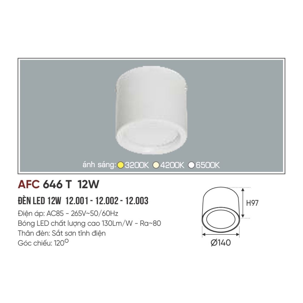 Đèn LED downlight nổi Anfaco 646 T LED 12W
