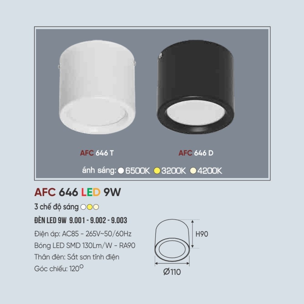 Đèn LED downlight nổi Anfaco 646 T LED 9W