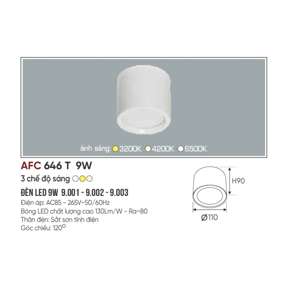 Đèn LED downlight nổi Anfaco 646 T LED 9W