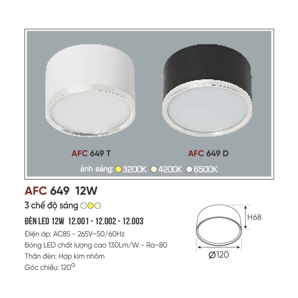 Đèn LED downlight nổi Anfaco 649 T LED 12W