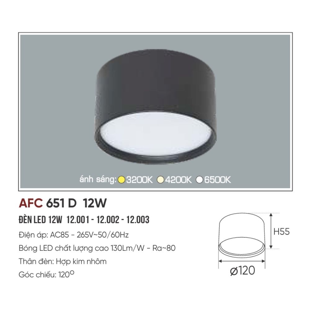 Đèn LED downlight nổi Anfaco 651 D LED 12W