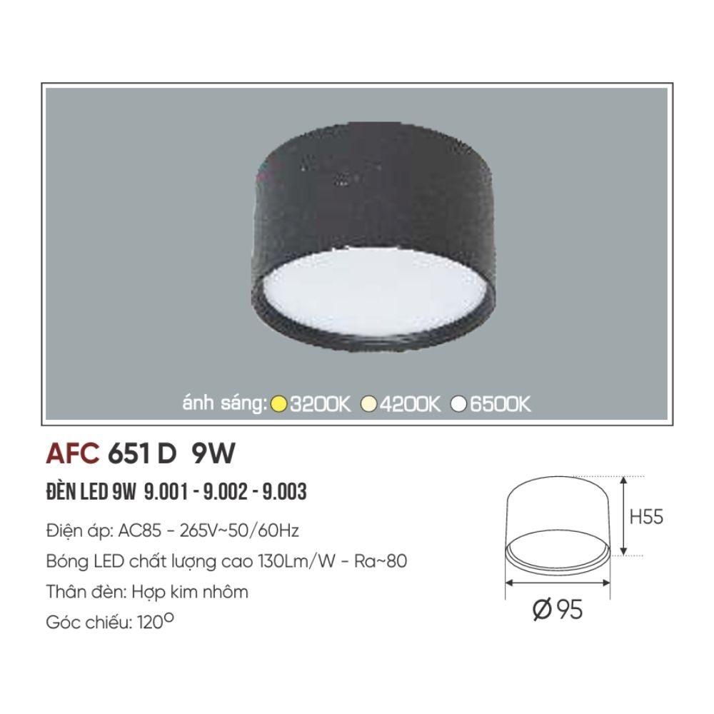 Đèn LED downlight nổi Anfaco 651 D LED 9W