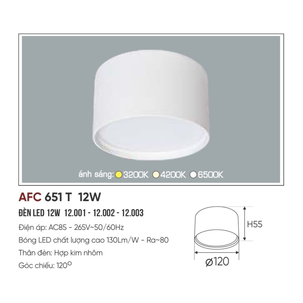 Đèn LED downlight nổi Anfaco 651 T LED 12W