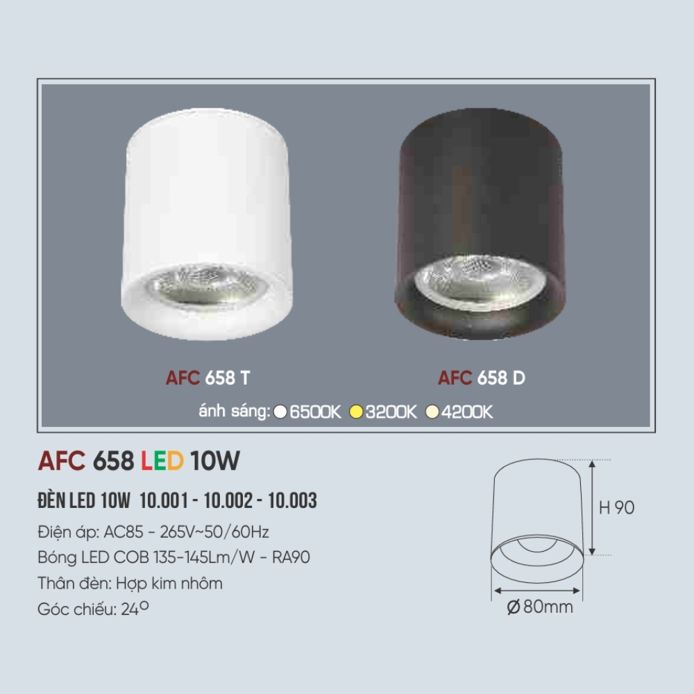 Đèn LED downlight nổi Anfaco 658 T LED 10W