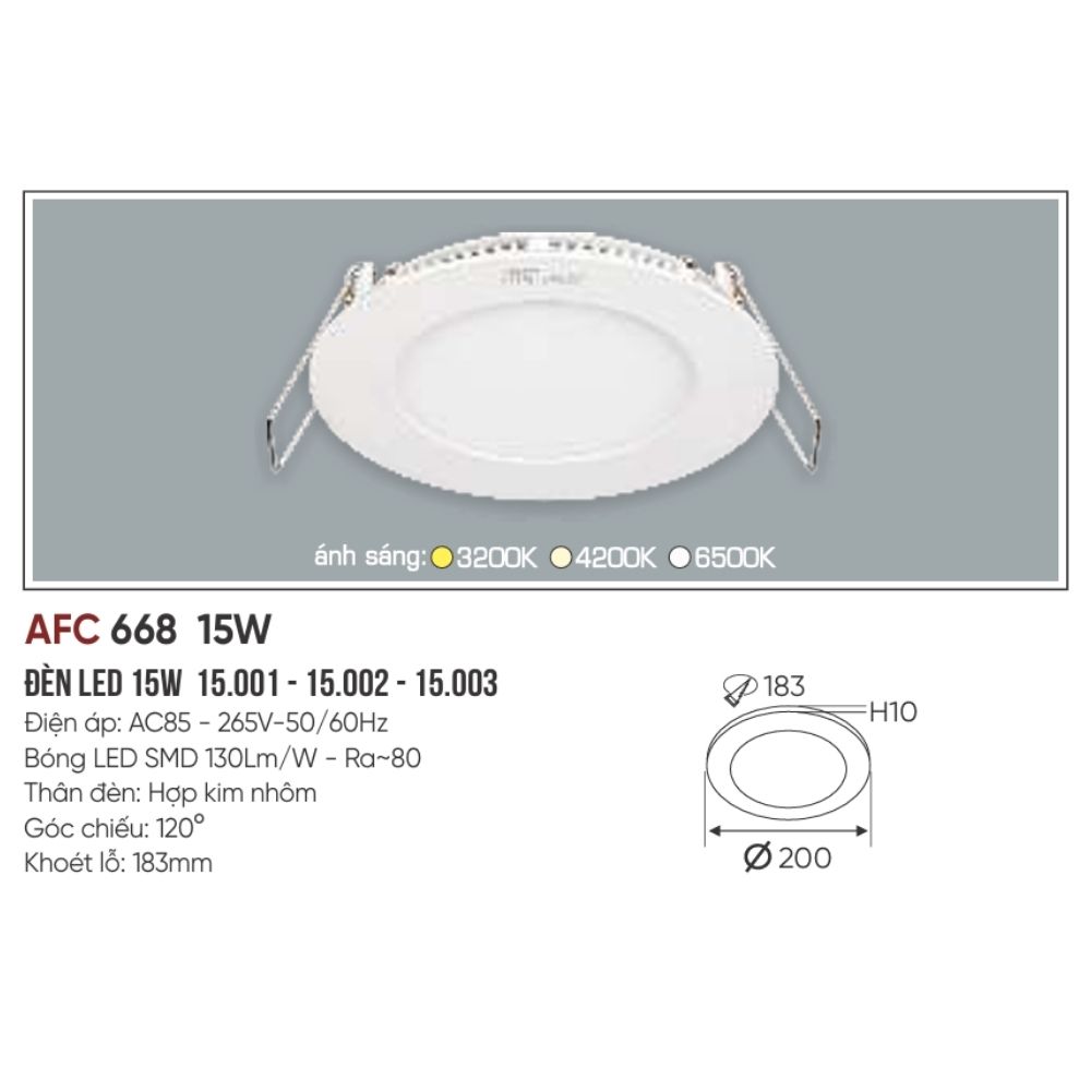 Đèn LED panel âm trần siêu mỏng Anfaco 668 LED 15W